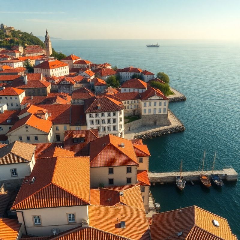 Pogled na strehe starega Kopra ob Jadranskem morju